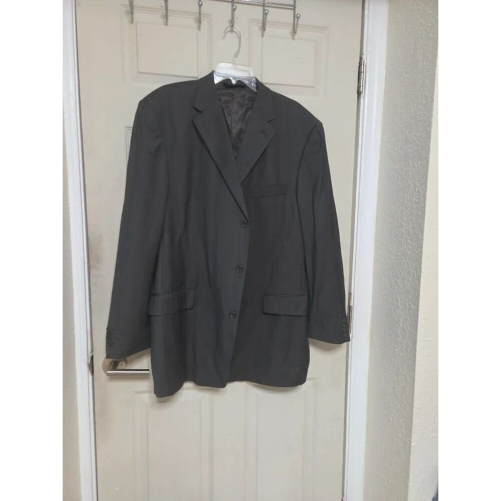 Italia Super 140's Merino Wool Blazer Gray Jacket Size 52 (27" Pit to Pit)